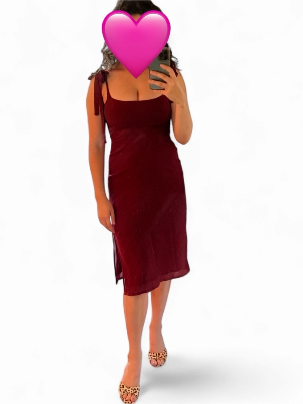 Reformation Burgundy Tie-Shoulder Midi Dress